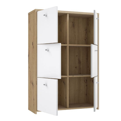 Best Chest Storage Cabinet w/ 6 Doors in Artisan Oak / White - White Tree Furniture