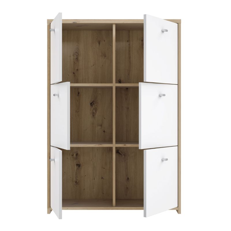 Best Chest Storage Cabinet w/ 6 Doors in Artisan Oak / White - White Tree Furniture