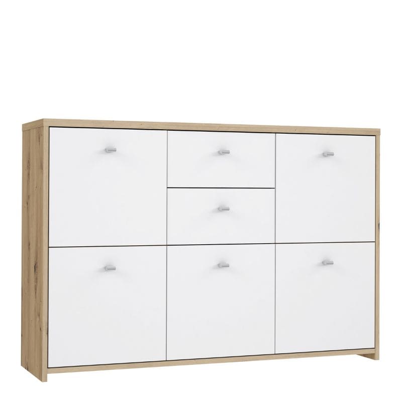 Best Chest Storage Cabinet w/ 5 Doors in Oak / White - White Tree Furniture