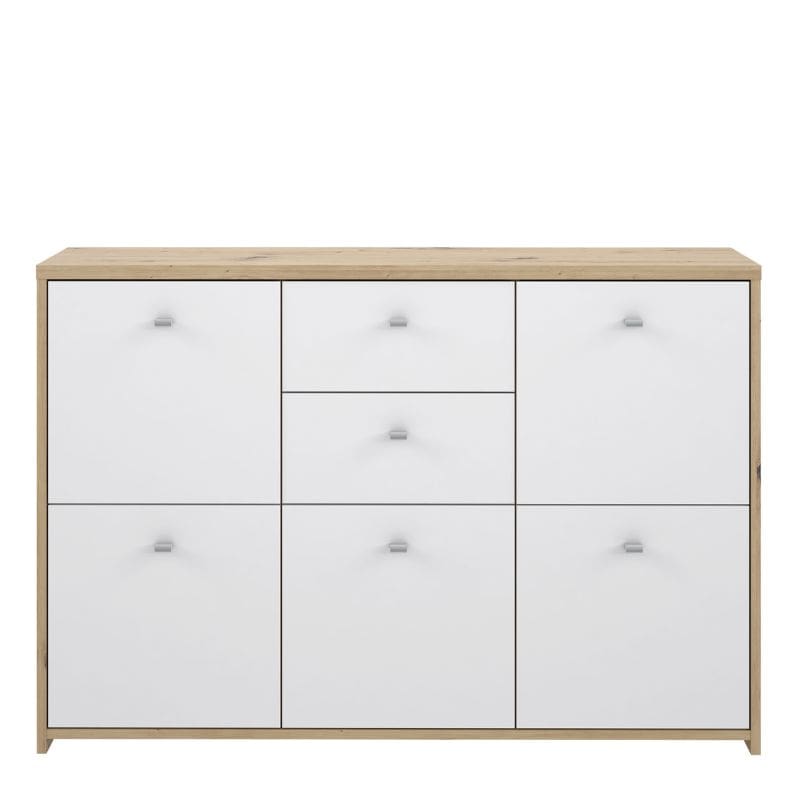 Best Chest Storage Cabinet w/ 5 Doors in Oak / White - White Tree Furniture