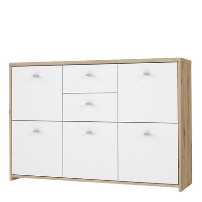 Best Chest Storage Cabinet w/ 5 Doors in Oak / White - White Tree Furniture