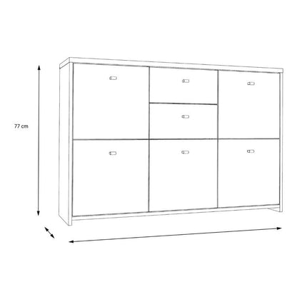 Best Chest Storage Cabinet w/ 5 Doors in Oak / White - White Tree Furniture