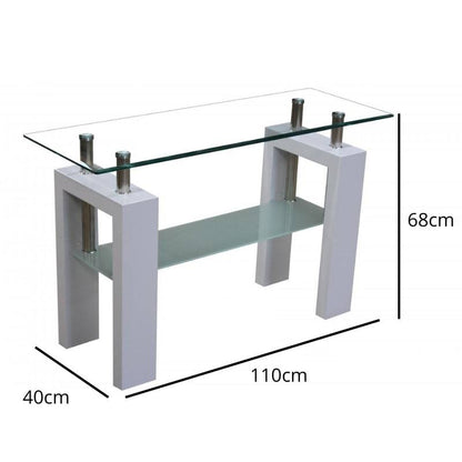 Telford Glass Console Table in High Gloss White  - White Tree Furniture