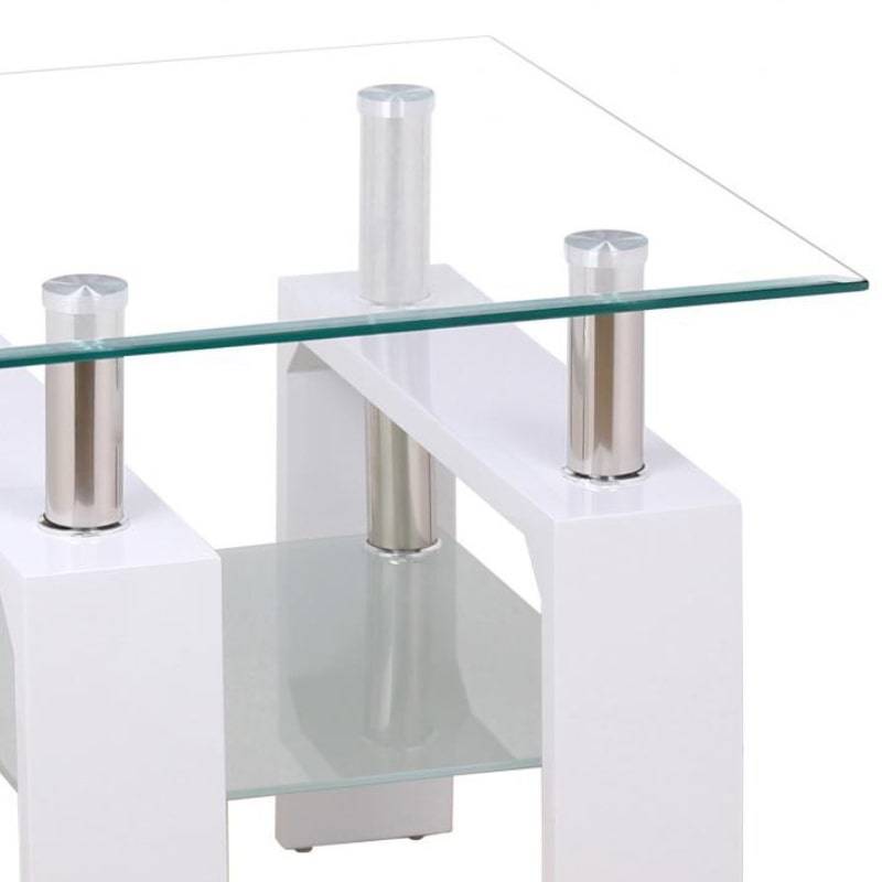 Telford Glass Lamp Table in High Gloss White - White Tree Furniture