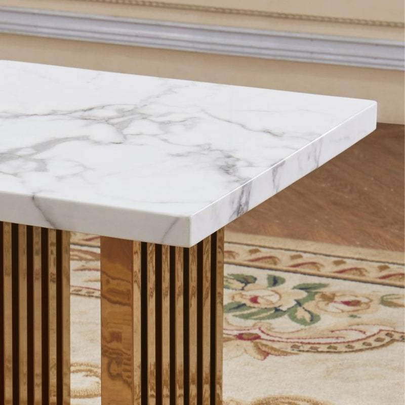 Tuscany Marble Lamp Table w/ Gold Stainless Steel Base - White Tree Furniture