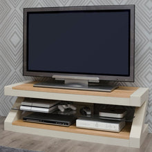 Z Shaped 120cm TV Cabinet in Painted Pine and Oak - White Tree Furniture