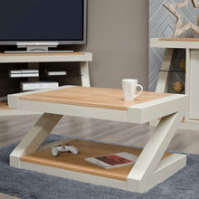 Z Shaped Coffee Table in Painted Pine and Oak - White Tree Furniture