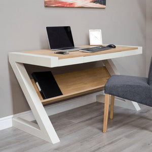 Z Shaped Desk in Painted Pine and Oak - White Tree Furniture