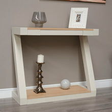 Z Shaped Hall Console Table in Painted Pine and Oak - White Tree Furniture