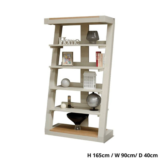 Z Shaped Large Open Bookcase in Painted Pine and Oak - White Tree Furniture