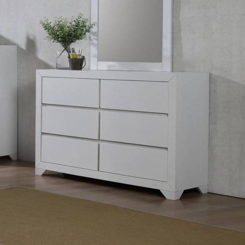 Zircon White Painted Bedroom Dresser w/ 6 Drawer - White Tree Furniture