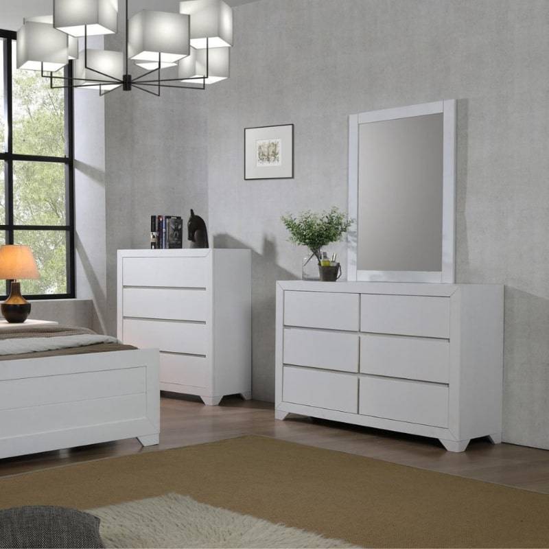 Zircon White Painted Bedroom Dresser w/ 6 Drawer - White Tree Furniture