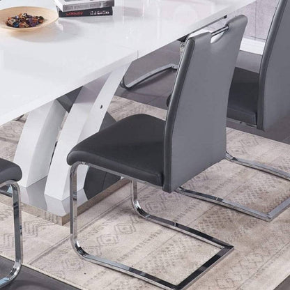 Zurich Set of 2 PU Chairs in Chrome & Grey - White Tree Furniture