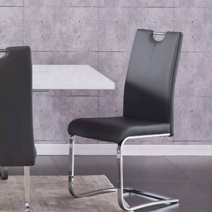 Zurich Set of 2 PU Chairs in Chrome & Grey - White Tree Furniture