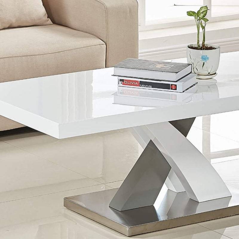 Zurich High Gloss Coffee Table in White & Grey - White Tree Furniture