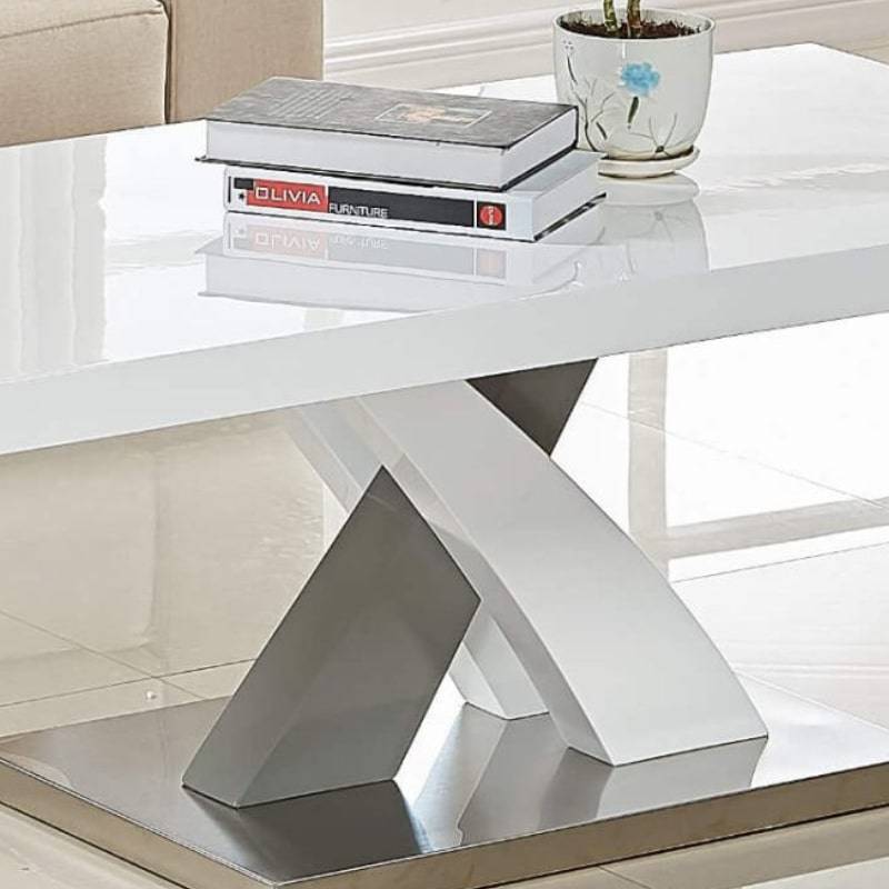 Zurich High Gloss Coffee Table in White & Grey - White Tree Furniture