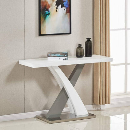 Zurich High Gloss Console Table in White & Grey - White Tree Furniture