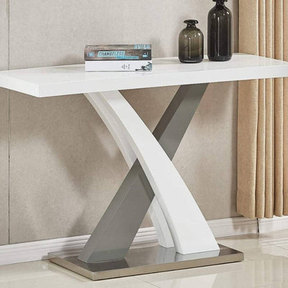 Zurich High Gloss Console Table in White & Grey - White Tree Furniture