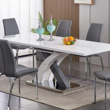 Zurich Extending Dining Table in High Gloss White & Grey 160cm - 200cm - White Tree Furniture