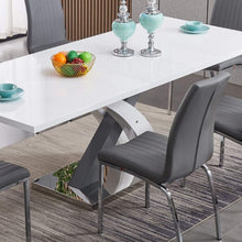 Zurich Extending Dining Table in High Gloss White & Grey 160cm - 200cm - White Tree Furniture