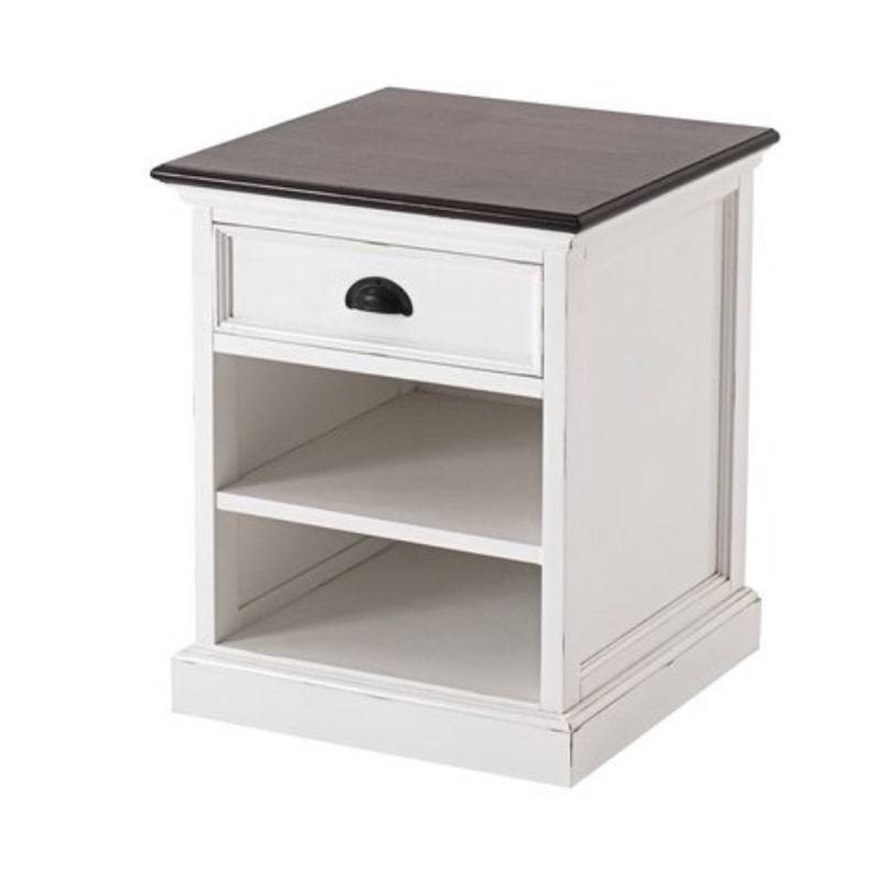 Halifax Accent White Bedside Table with Shelves T790TWD - White Tree Furniture