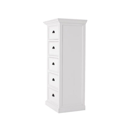 Halifax Grand White Painted Tallboy with 5 Drawers CA600L - White Tree Furniture