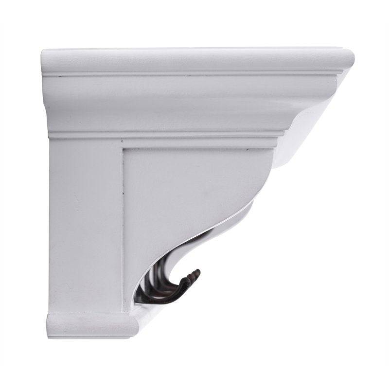 Novasolo Halifax White Painted 4 Hook Coat Rack Shelf - White Tree Furniture