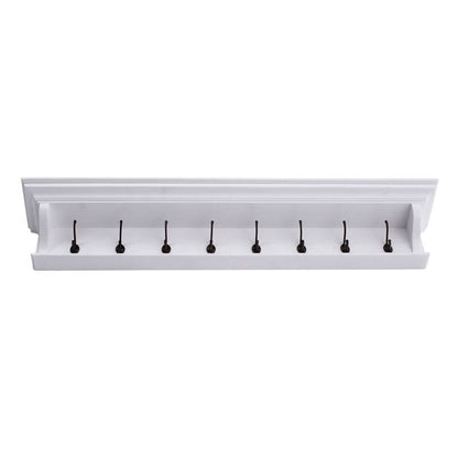 Halifax White Painted 8 Hook Coat Rack 130cm - White Tree Furniture