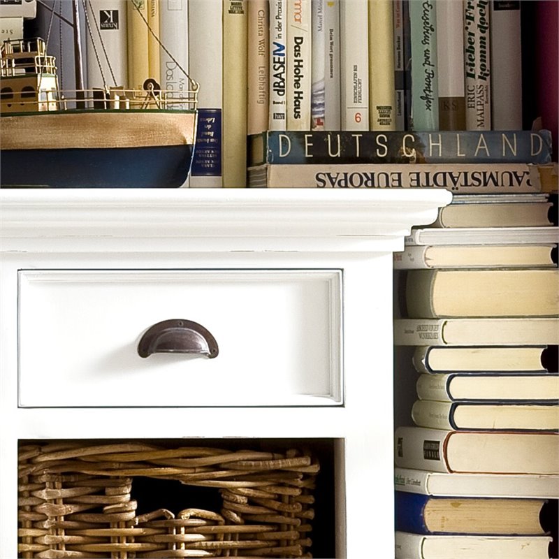 Halifax White Painted Sideboard with Drawers and Rattan Baskets - White Tree Furniture