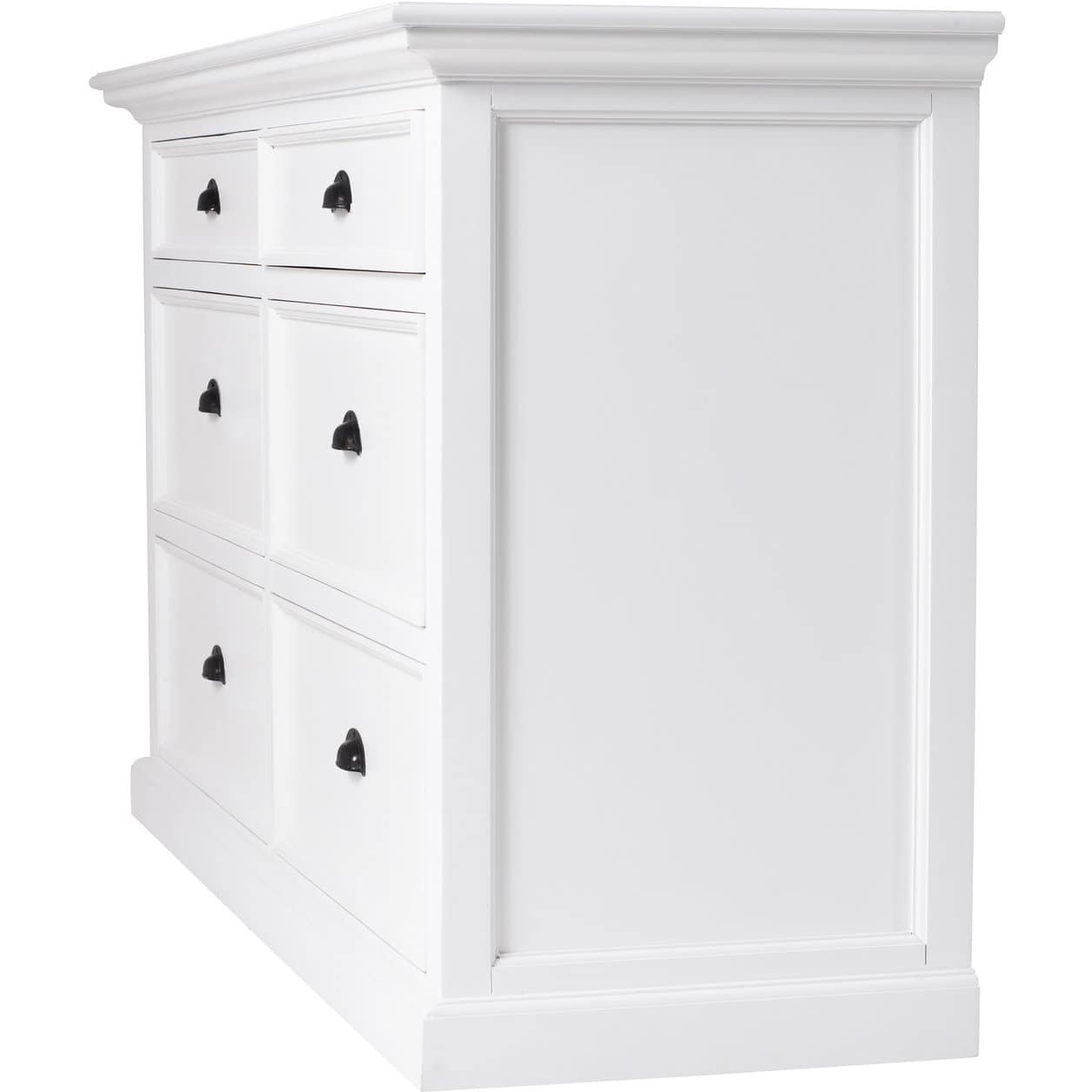 NOVASOLO Halifax White Bedroom Dresser 6 Drawers - White Tree Furniture