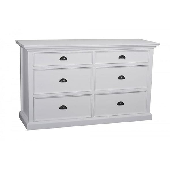 NOVASOLO Halifax White Bedroom Dresser 6 Drawers - White Tree Furniture