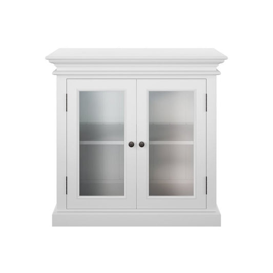 NOVASOLO HALIFAX Small White Cabinet with Glass Doors - White Tree Furniture