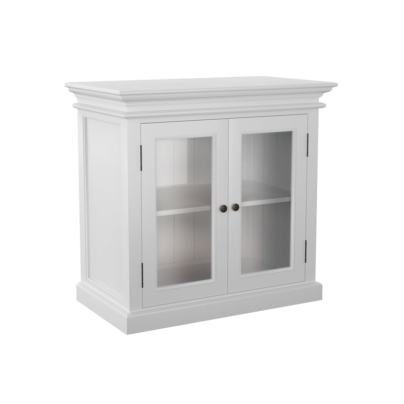 NOVASOLO HALIFAX Small White Cabinet with Glass Doors - White Tree Furniture