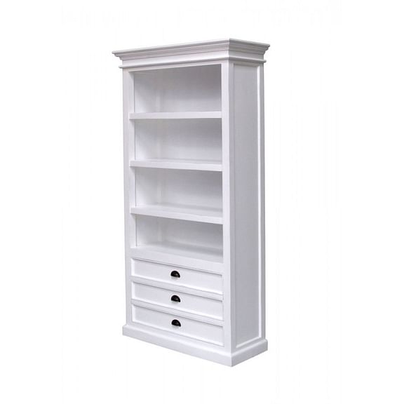 Halifax White Painted Tall Bookcase with 3 Bottom Drawers CA580 - White Tree Furniture