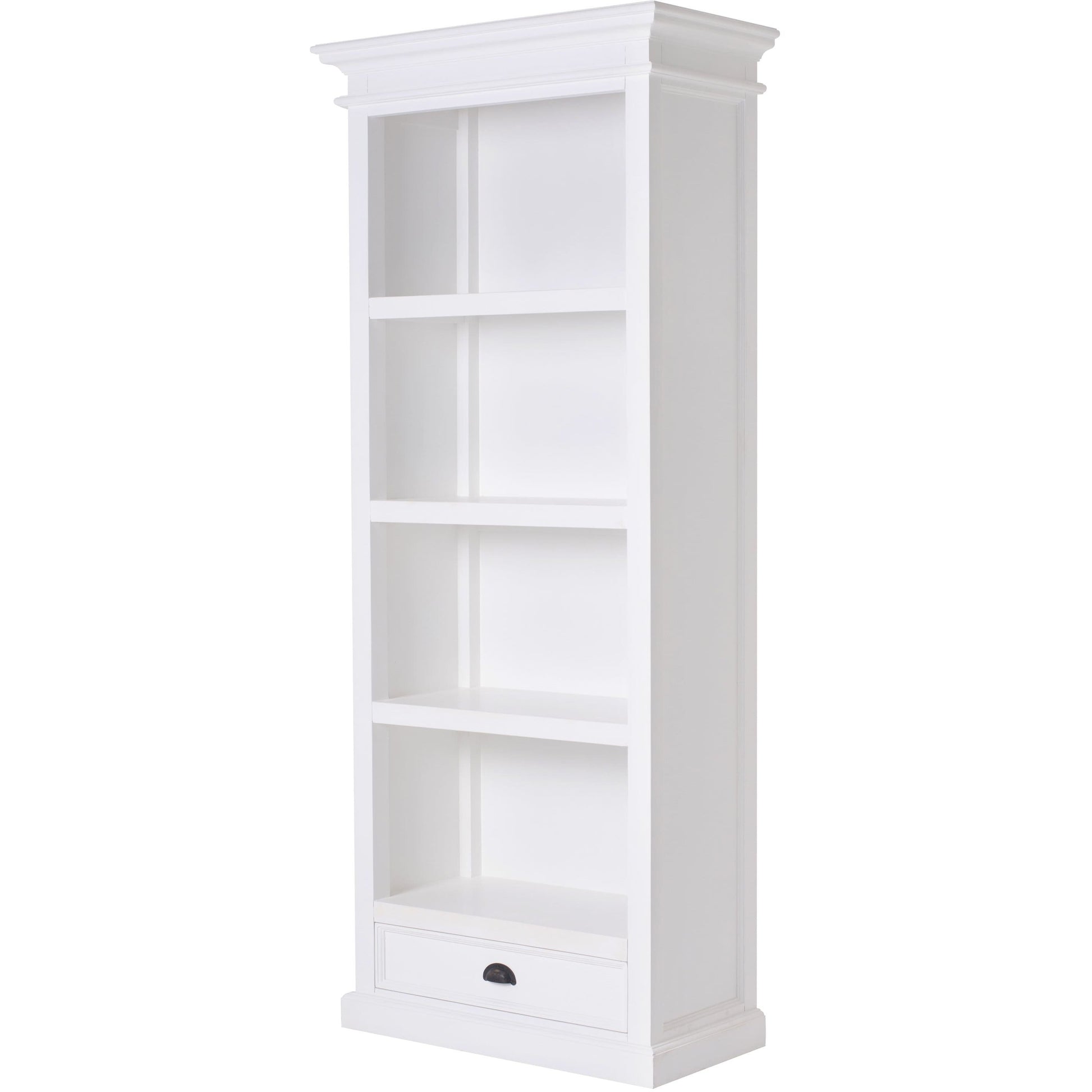 Halifax White Painted Tall Bookcase with Low Drawer - White Tree Furniture