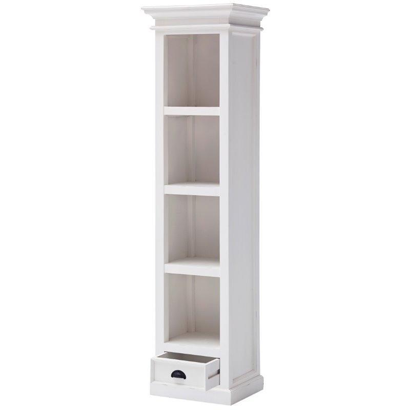 Halifax White Painted Tall Narrow Bookcase with Drawer - White Tree Furniture