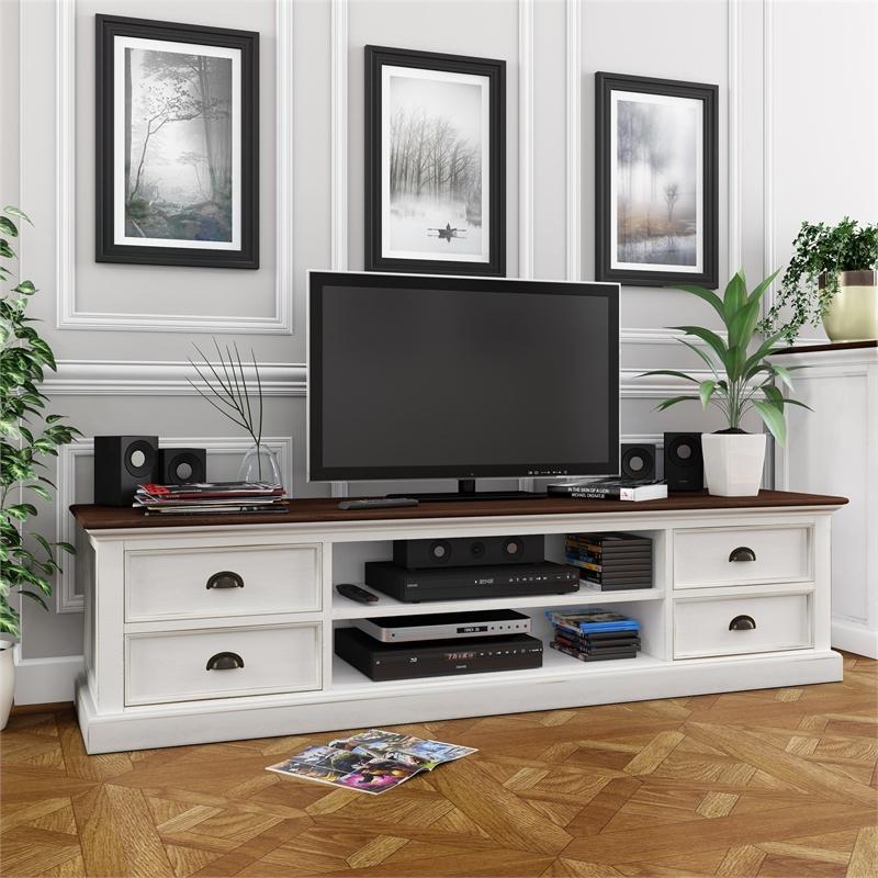 Nova Solo Halifax Accent White Painted TV Unit with 4 Drawers CA631TWD