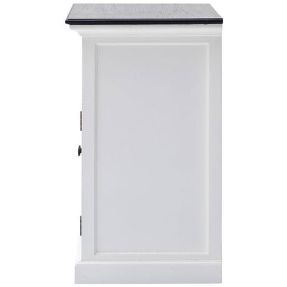 NOVASOLO Halifax Contrast Small White Cabinet with Black Top B180CT - White Tree Furniture