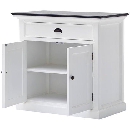 NOVASOLO Halifax Contrast Small White Cabinet with Black Top B180CT - White Tree Furniture