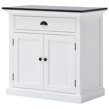 NOVASOLO Halifax Contrast Small White Cabinet with Black Top B180CT - White Tree Furniture