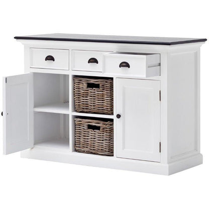 NOVASOLO Halifax Contrast White Sideboard with 2 Rattan Baskets B129CT - Whtie Tree Furniture