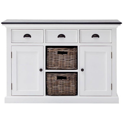 NOVASOLO Halifax Contrast White Sideboard with 2 Rattan Baskets B129CT - Whtie Tree Furniture