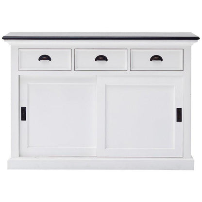 NOVASOLO Halifax Contrast White Sideboard Cabinet with Sliding Doors B130CT - White Tree Furniture