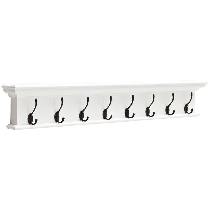 Halifax White Coat Rack with 8 Hooks 130cm D161 - White Tree Furniture