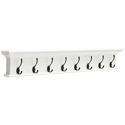 Halifax White Coat Rack with 8 Hooks 130cm D161 - White Tree Furniture