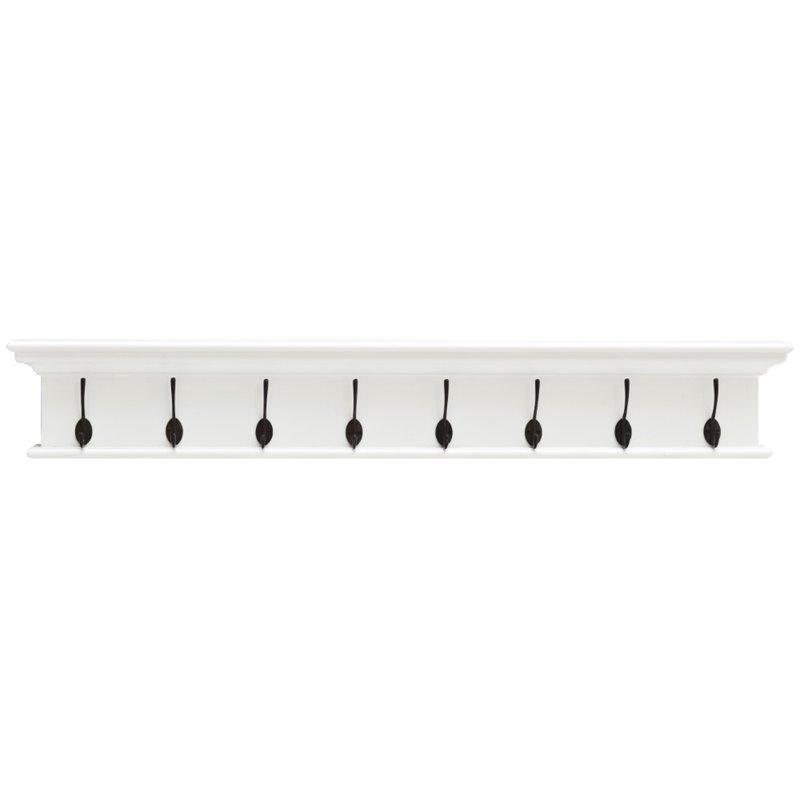 Halifax White Coat Rack with 8 Hooks 130cm D161 - White Tree Furniture