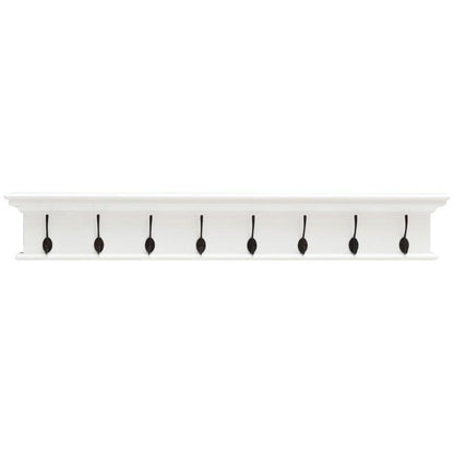 Halifax White Coat Rack with 8 Hooks 130cm D161 - White Tree Furniture