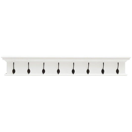 Halifax White Coat Rack with 8 Hooks 130cm D161 - White Tree Furniture