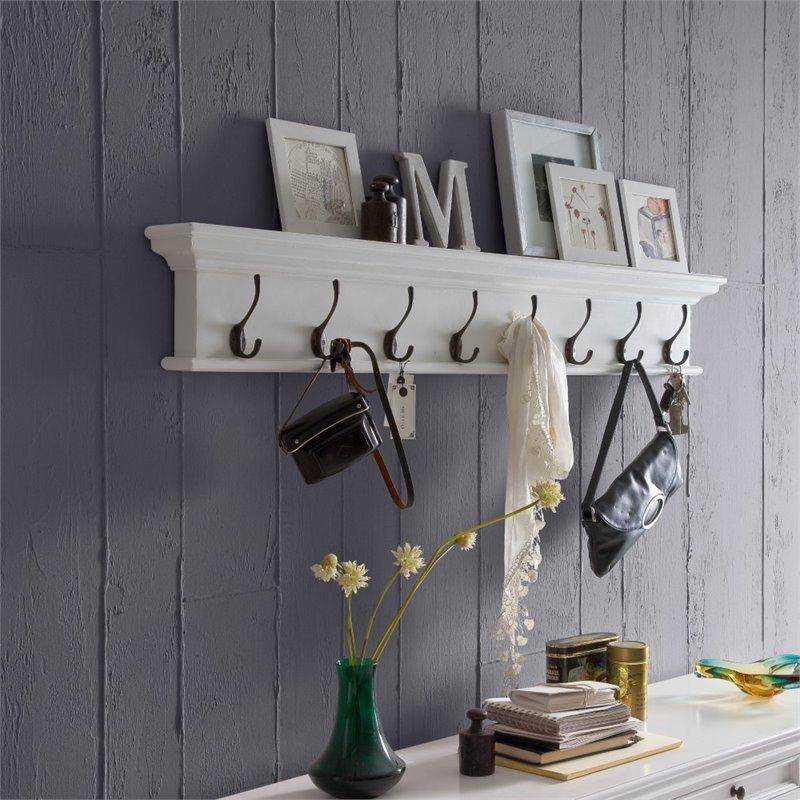 Halifax White Coat Rack with 8 Hooks 130cm D161 - White Tree Furniture