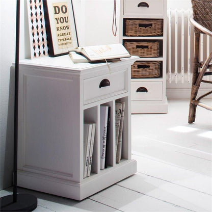 Halifax White Painted Bedside Table with Dividers T757 - White Tree Furniture